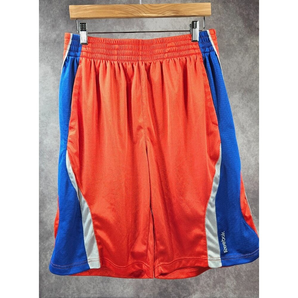 Reebok Men Basketball Athletic Dri-Fit Sweat Shorts Orange Blue 10" Inseam L